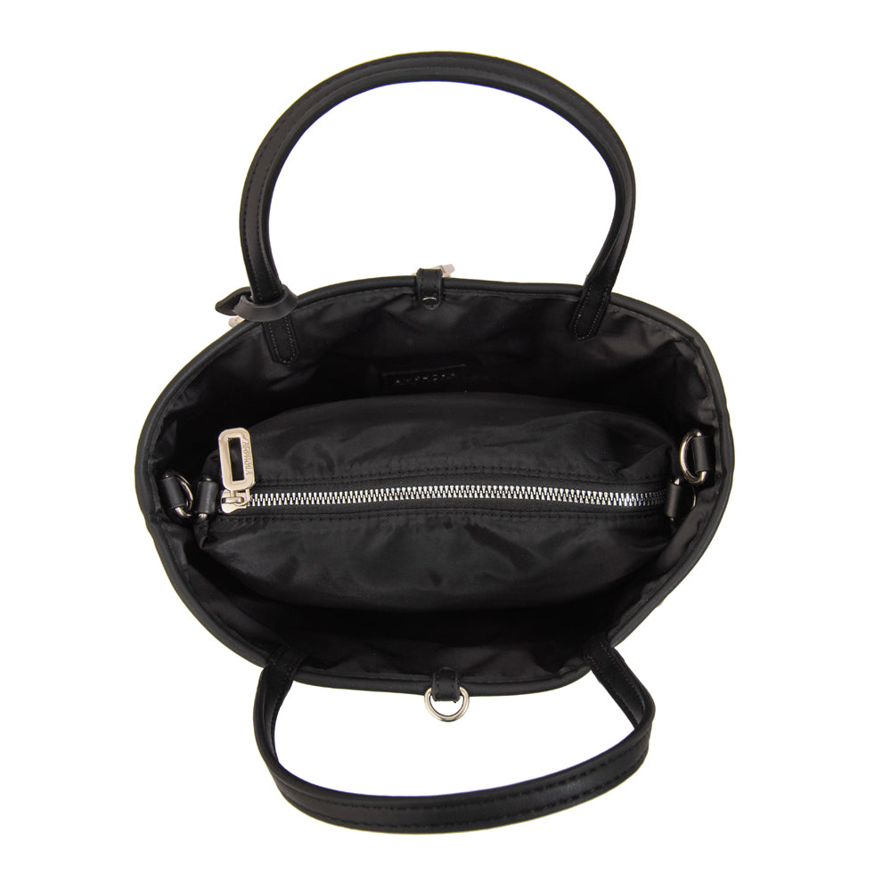 Cartera Dos Asas Reversible Moira Nylon Negro