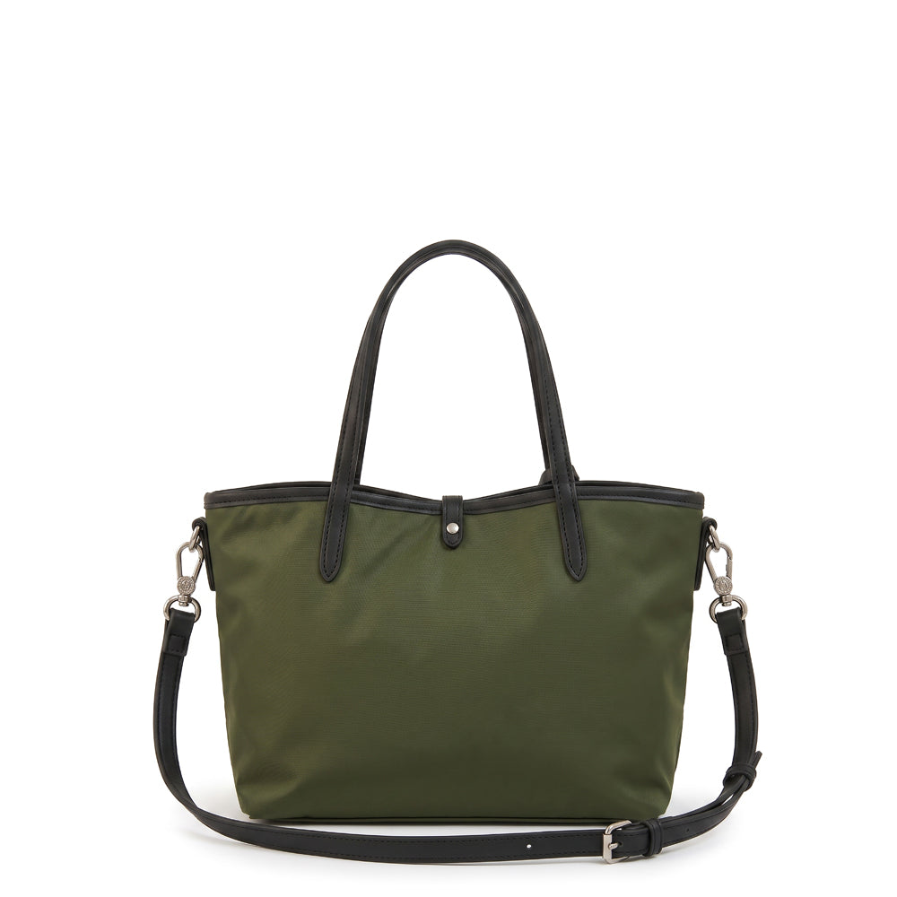Cartera Dos Asas Reversible Moira Nylon Verde Oliva