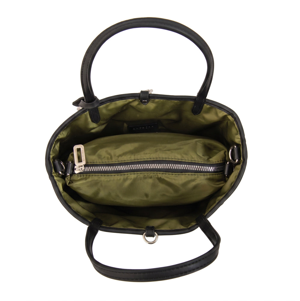 Cartera Dos Asas Reversible Moira Nylon Verde Oliva