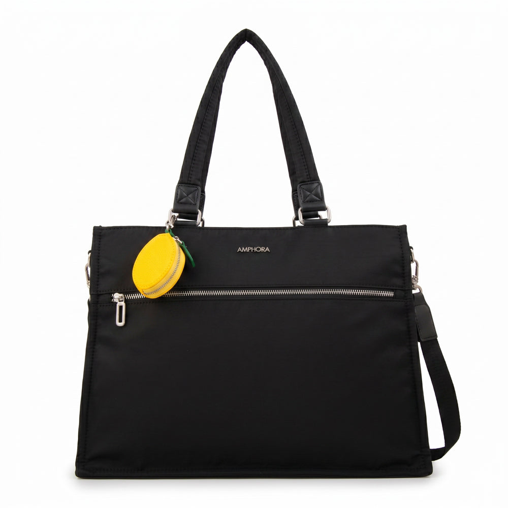 Cartera Dos Asas Portalaptop Lima Nylon Negro