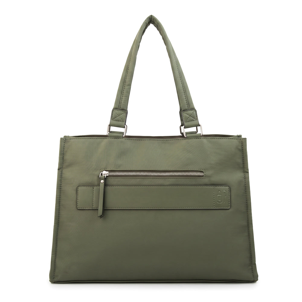 Cartera Dos Asas Portalaptop Lima Nylon Verde Oliva