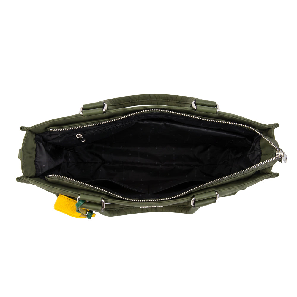 Cartera Dos Asas Portalaptop Lima Nylon Verde Oliva
