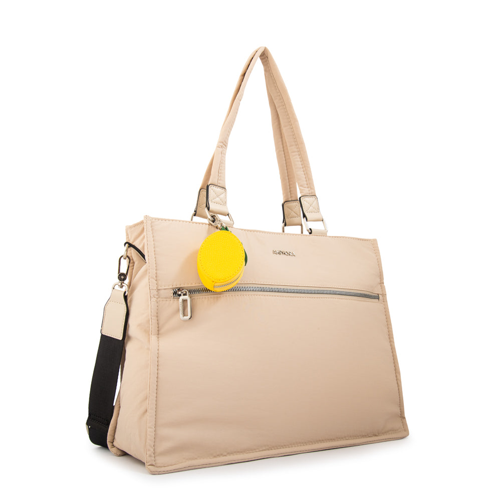 Cartera Dos Asas Portalaptop Lima Nylon Blanco Crudo