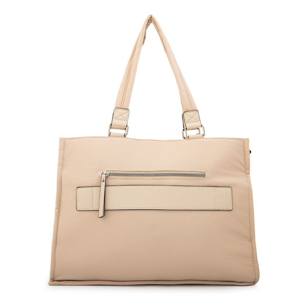 Cartera Dos Asas Portalaptop Lima Nylon Blanco Crudo