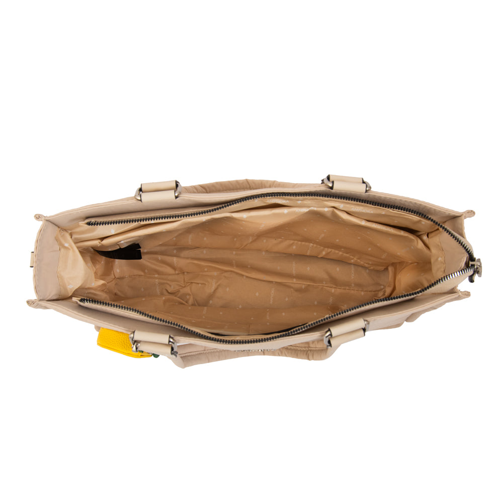 Cartera Dos Asas Portalaptop Lima Nylon Blanco Crudo