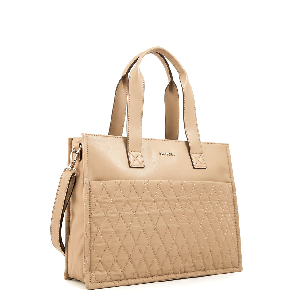 Cartera Dos Asas Portalaptop Durian Nylon Beige
