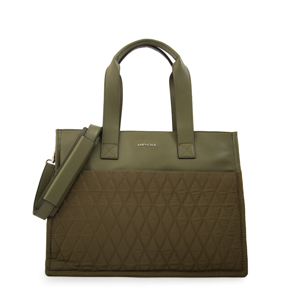 Cartera Dos Asas Portalaptop Durian Nylon Verde Oliva