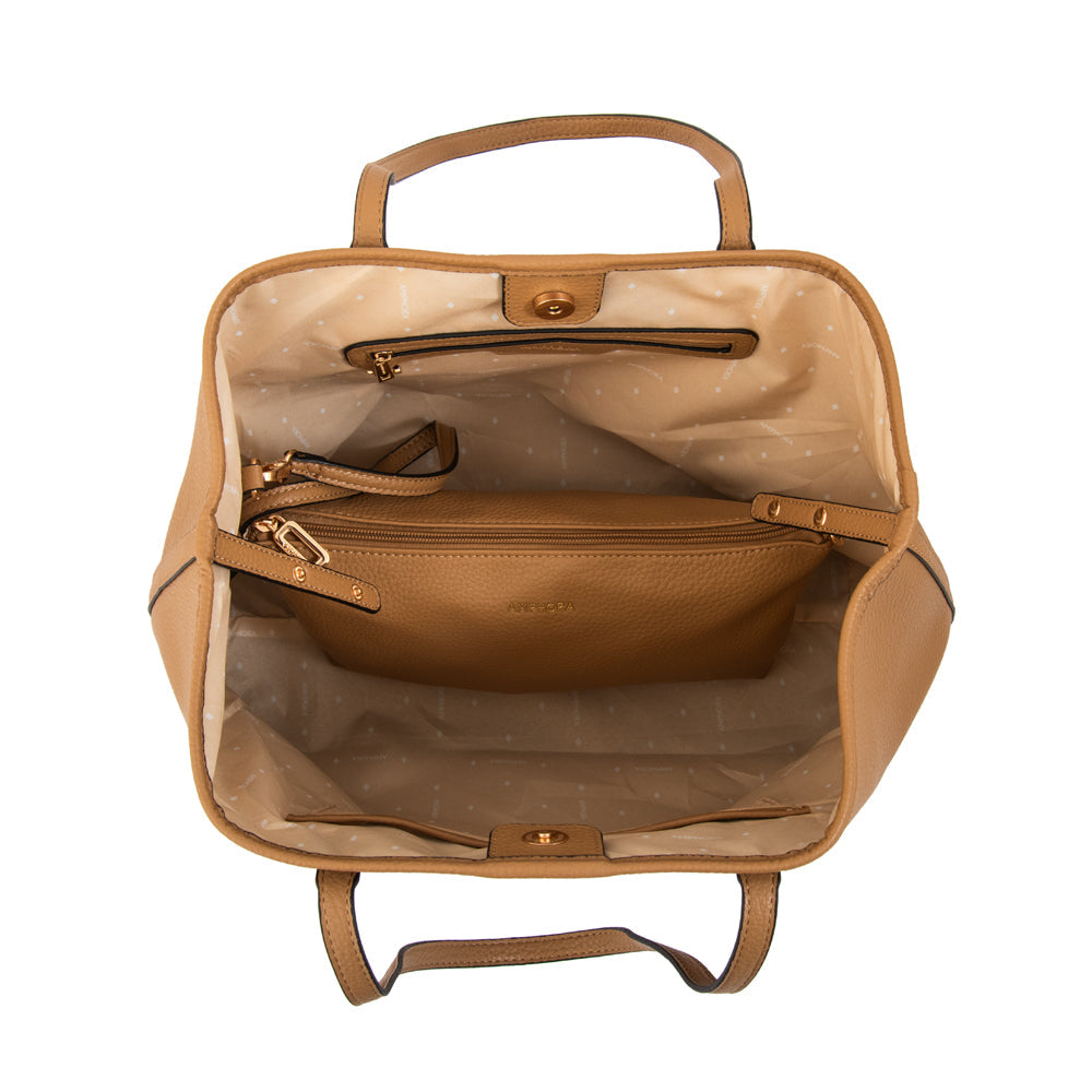 Cartera Dos Asas Eva Camel