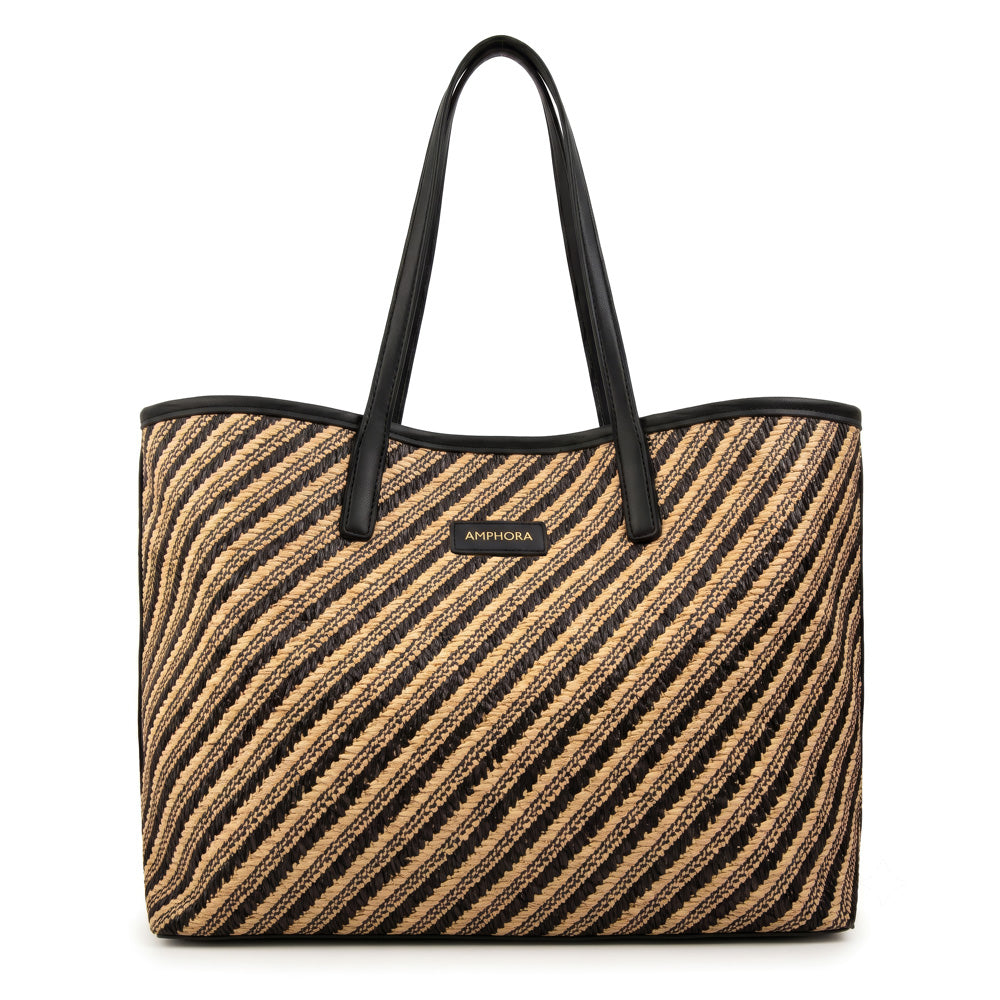 Cartera Dos Asas Eva Tejido Negro