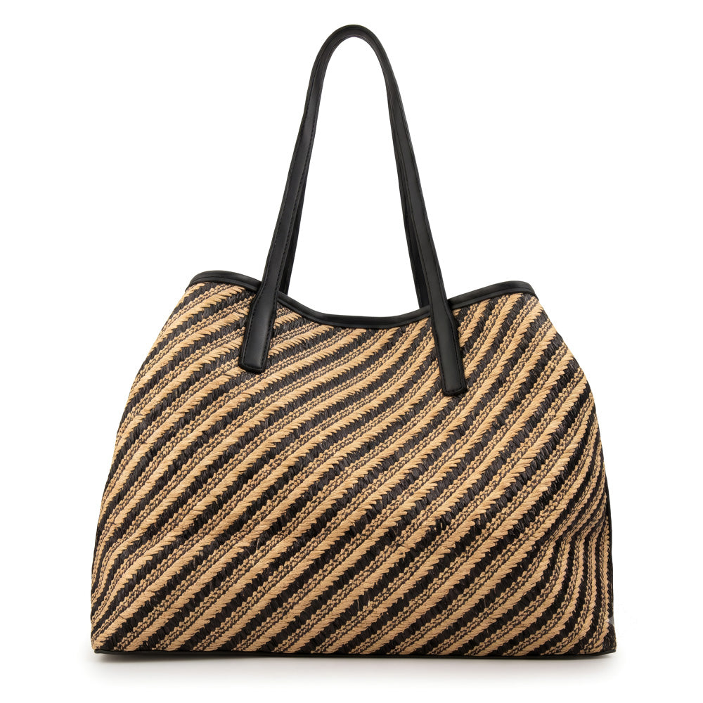Cartera Dos Asas Eva Tejido Negro