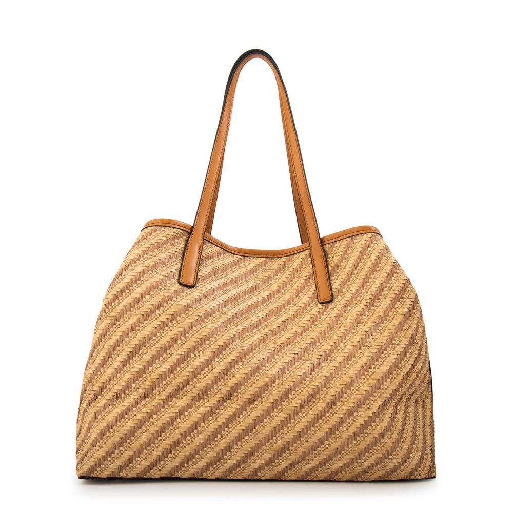 Cartera Dos Asas Eva Tejido Camel