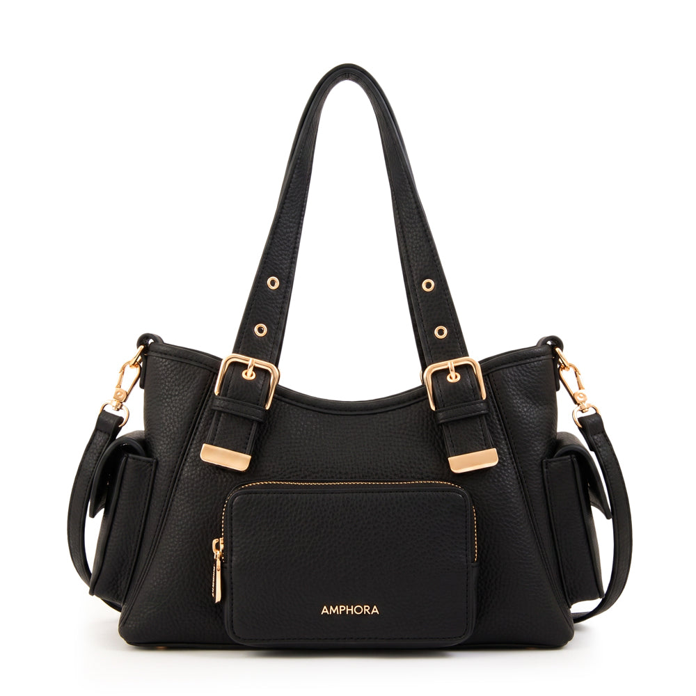 Cartera Dos Asas Tiana Granulado Negro