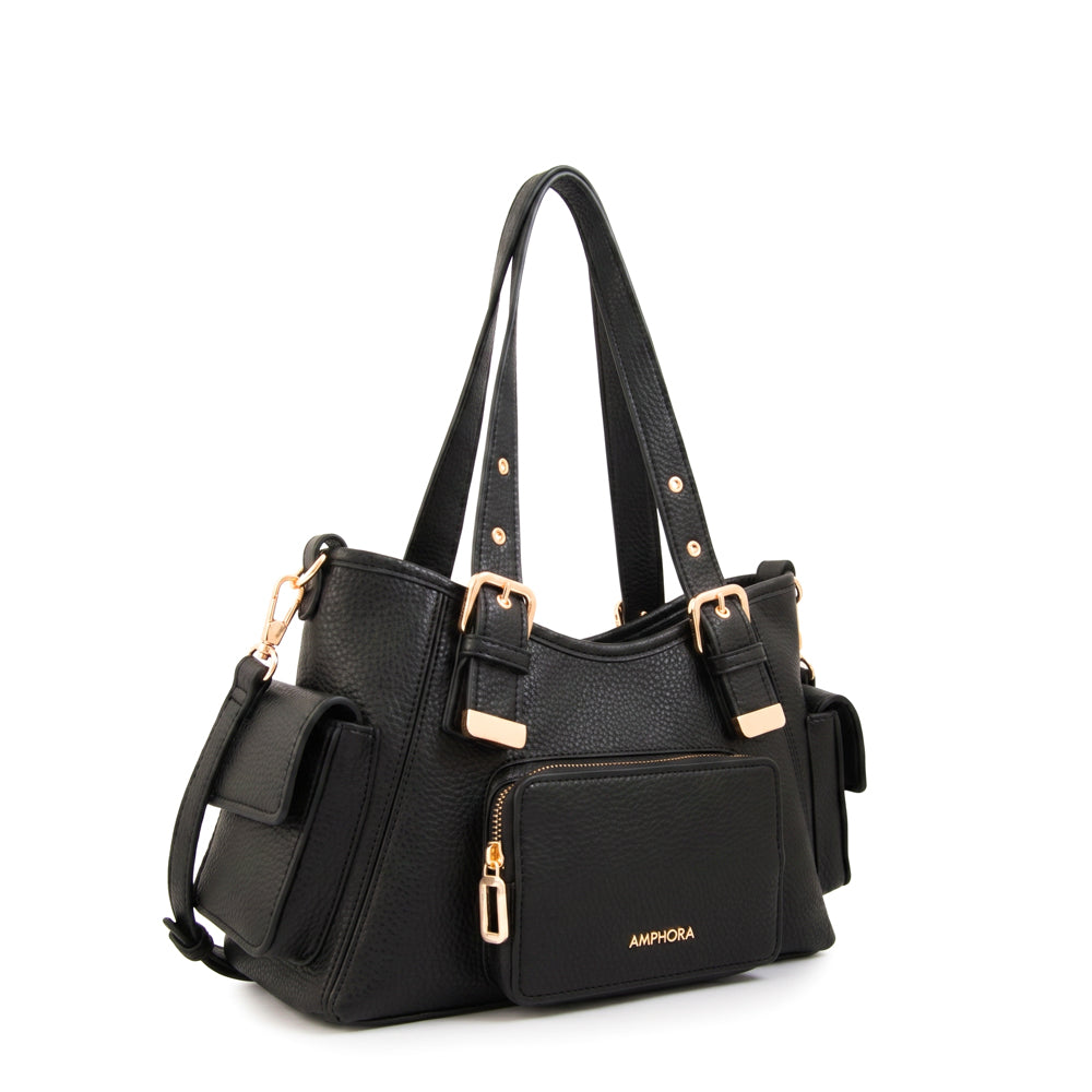 Cartera Dos Asas Tiana Granulado Negro