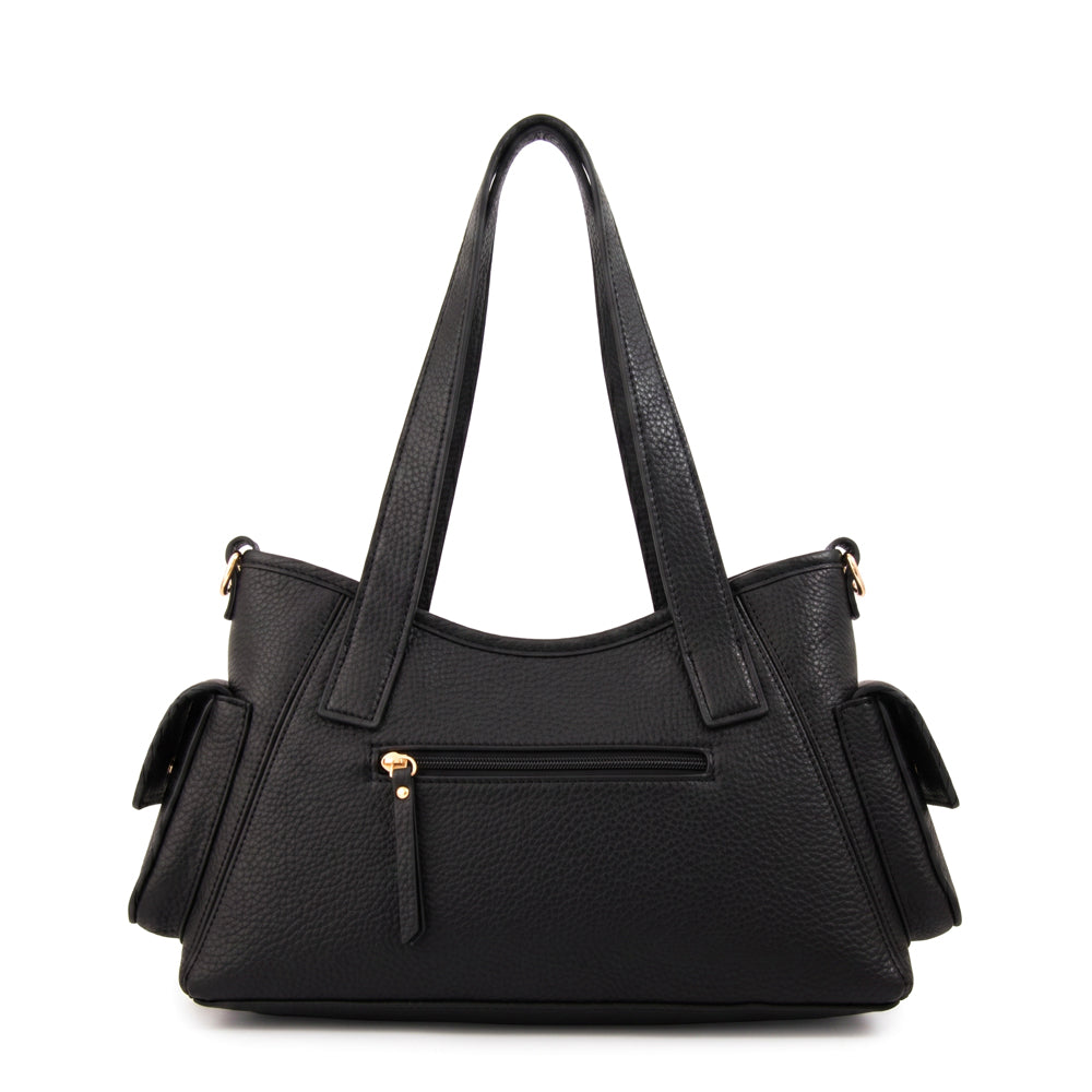 Cartera Dos Asas Tiana Granulado Negro
