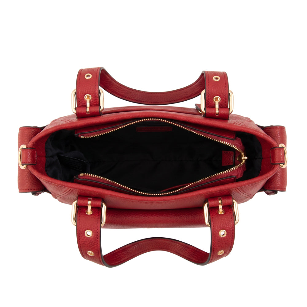 Cartera Dos Asas Tiana Granulado Rojo Oscuro