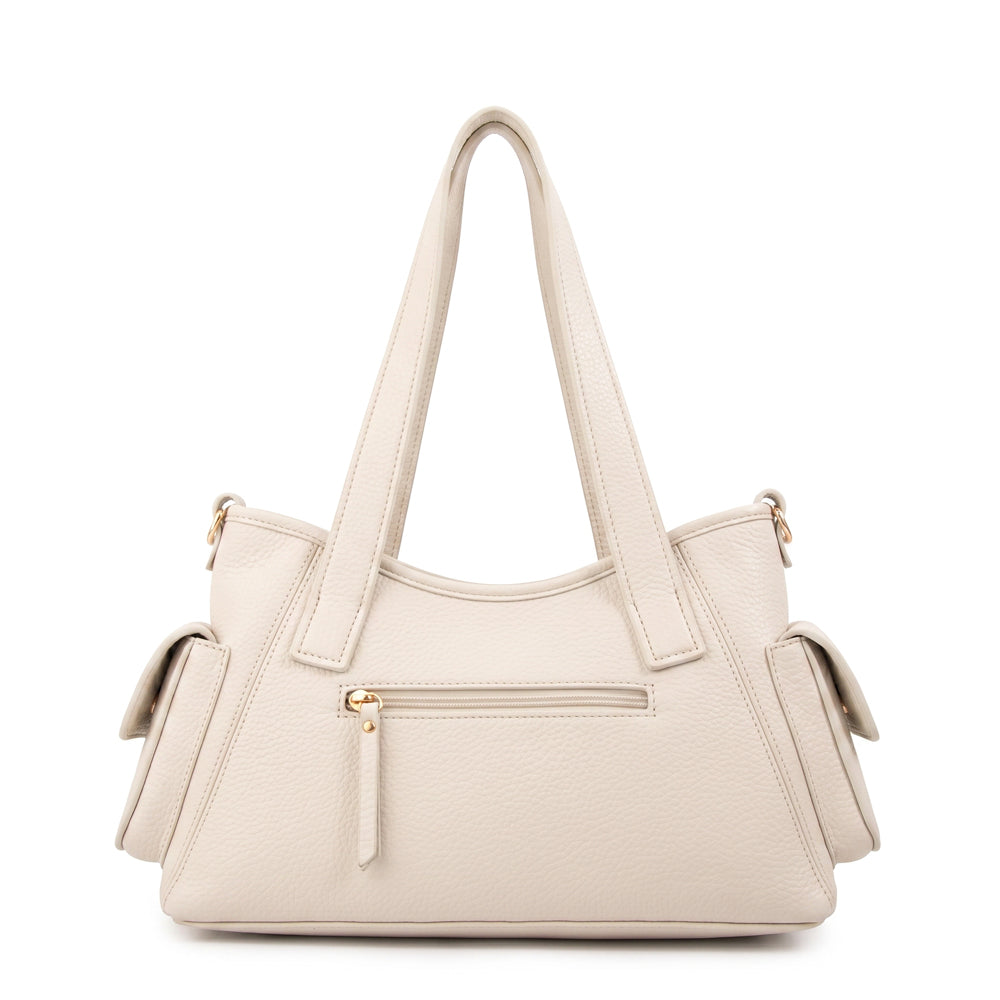 Cartera Dos Asas Tiana Granulado Blanco Crudo