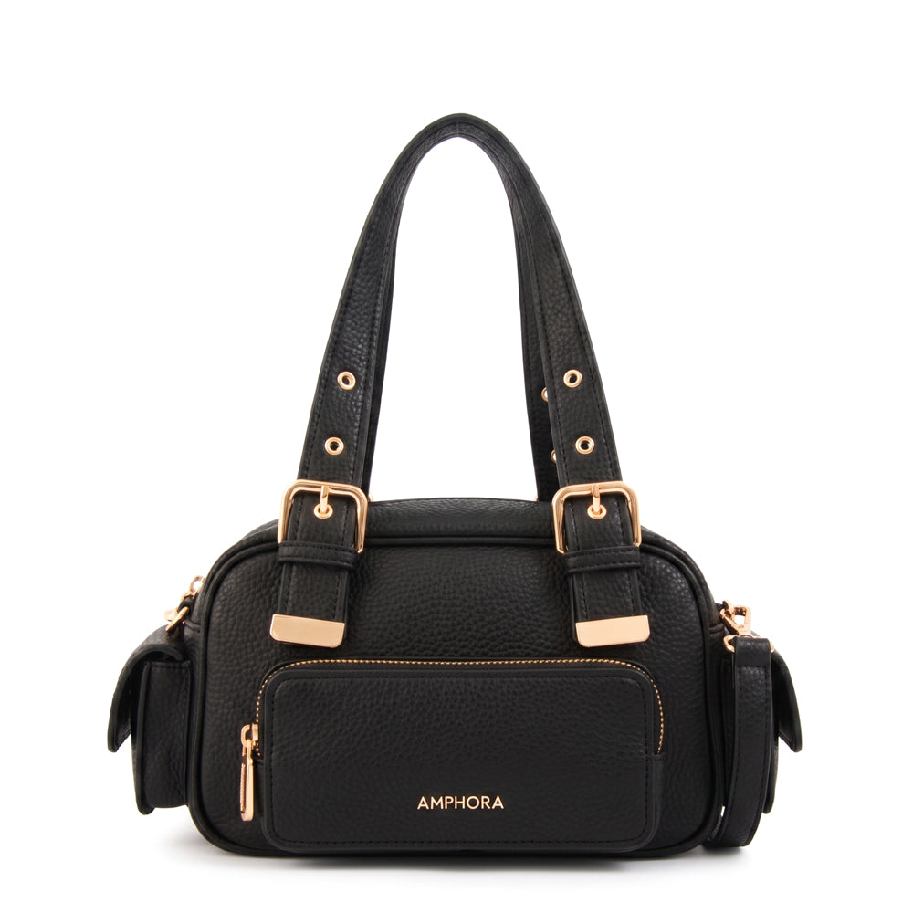 Cartera Dos Asas Baul Tiana Granulado Negro