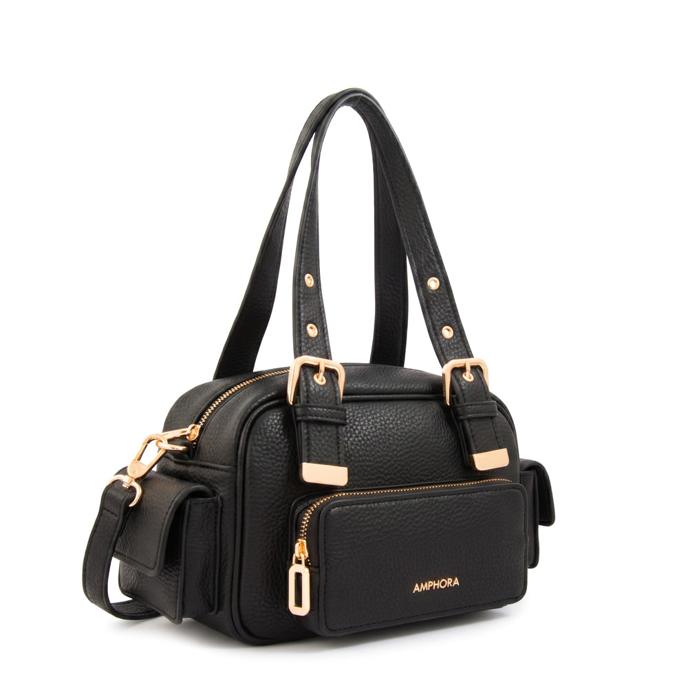 Cartera Dos Asas Baul Tiana Granulado Negro