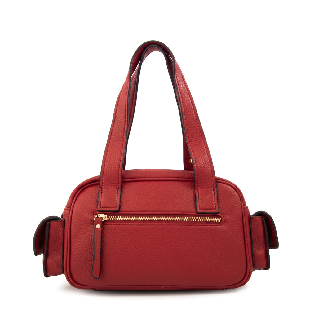 Cartera Dos Asas Baul Tiana Granulado Rojo Oscuro