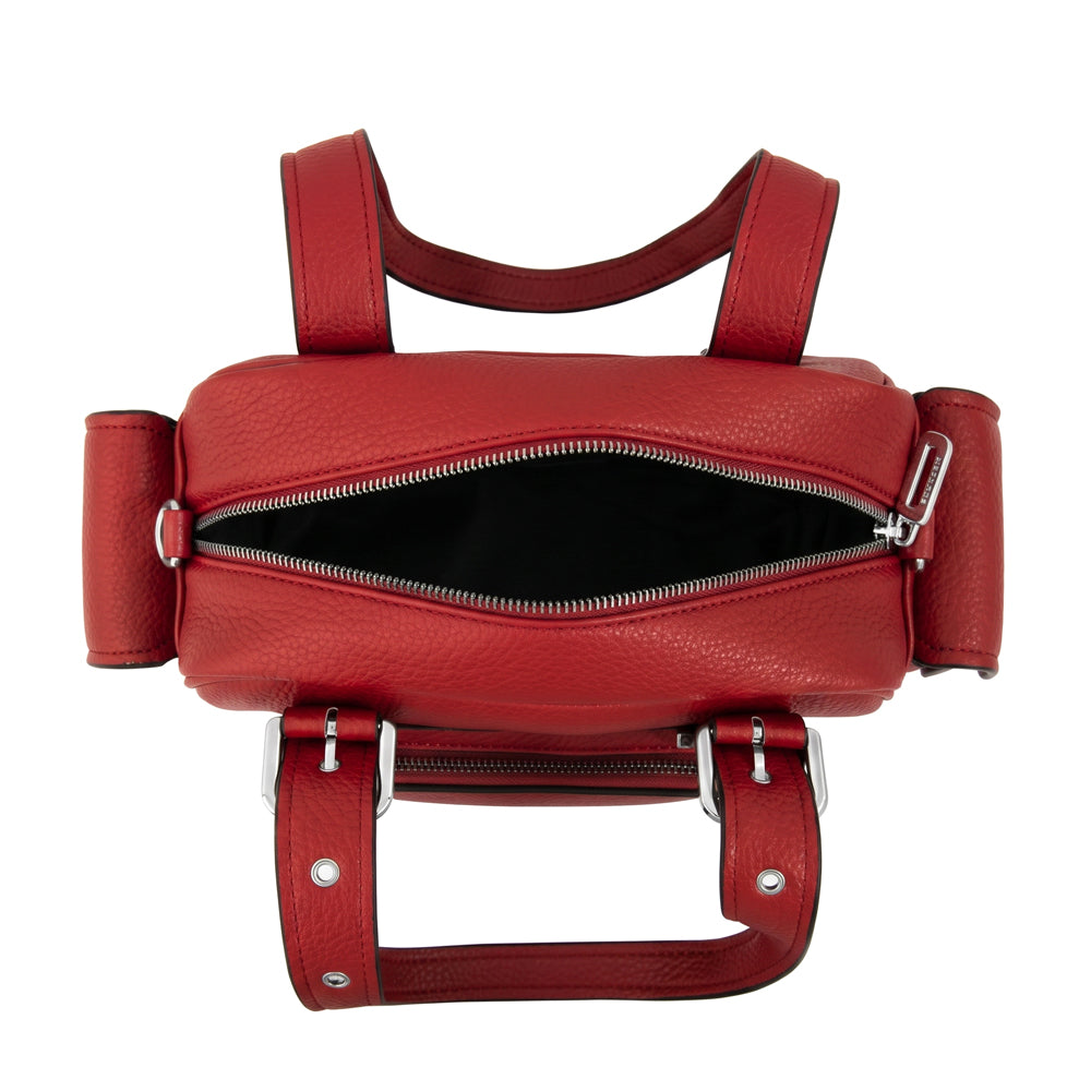Cartera Dos Asas Baul Tiana Granulado Rojo Oscuro