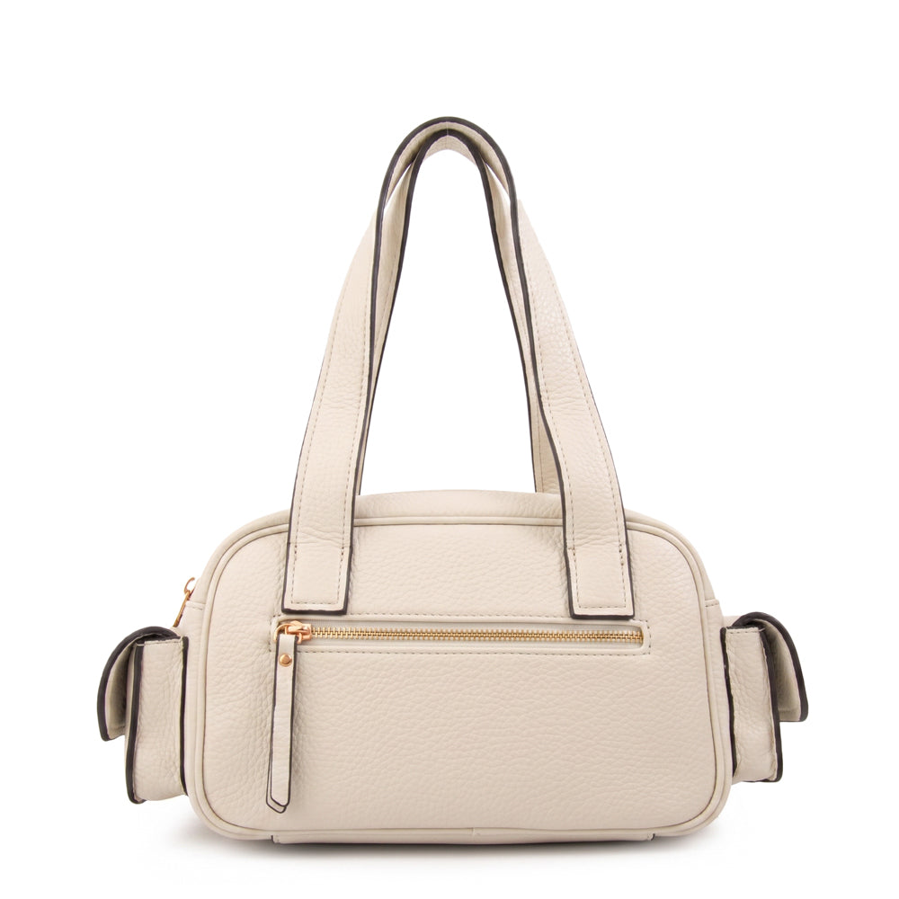Cartera Dos Asas Baul Tiana Granulado Blanco Crudo