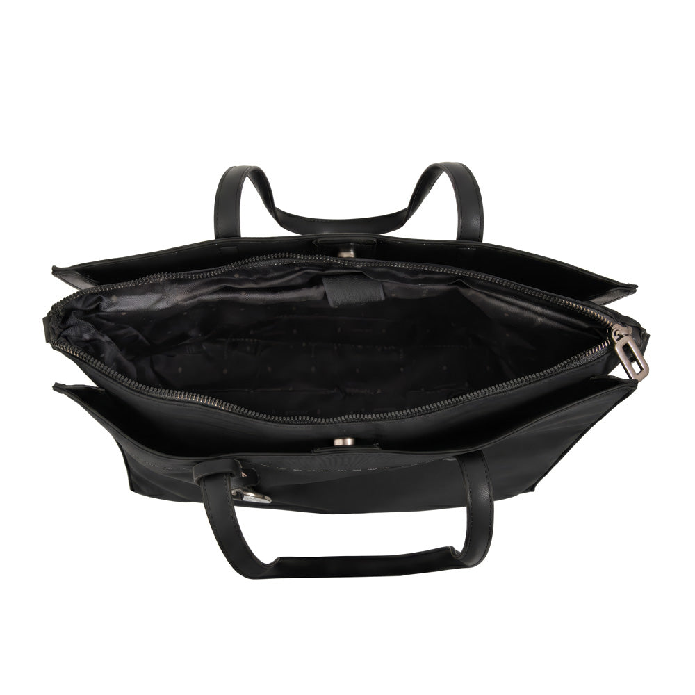 Cartera Dos Asas Portalaptop Ignacia Nylon Negro