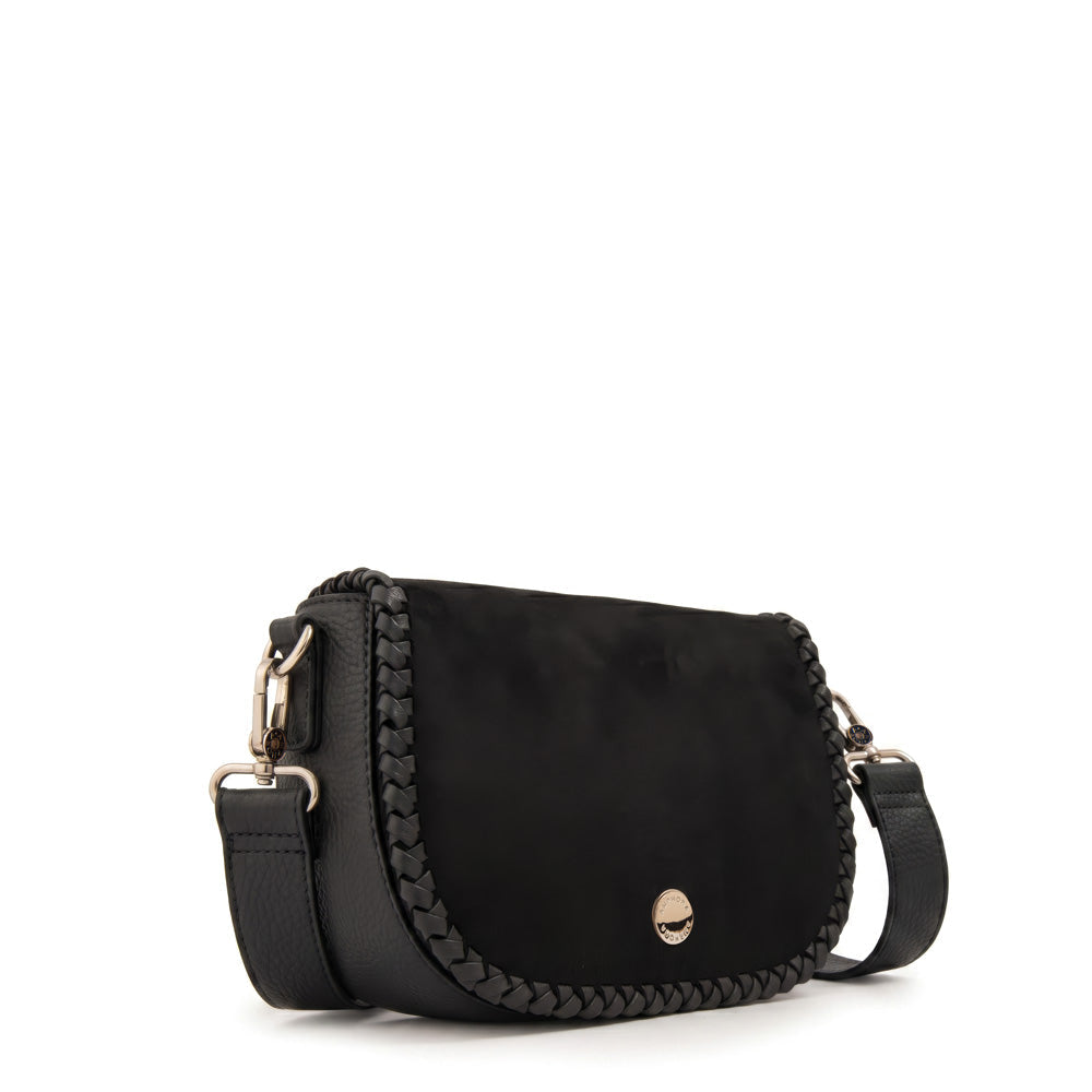 Crossbody Sarina Gamuzado Negro
