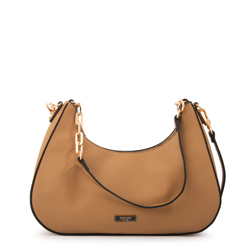 Cartera Oval Angela Beige Oscuro