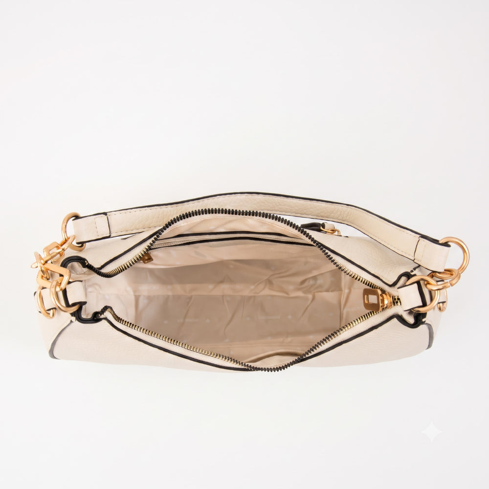 Cartera Oval Angela Blanco Crudo