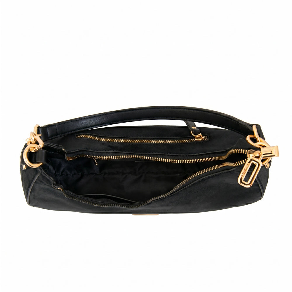 Cartera Oval Angela Gamuzado Negro