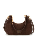 Cartera Oval Angela Gamuzado Café