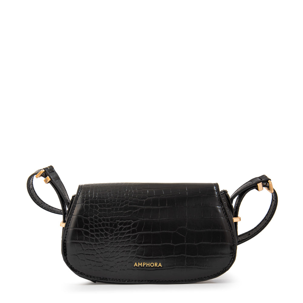 Crossbody Fanny Croco Negro