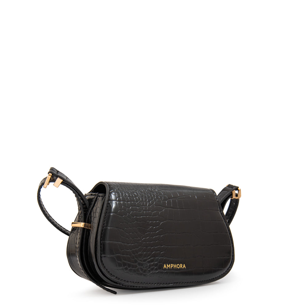 Crossbody Fanny Croco Negro