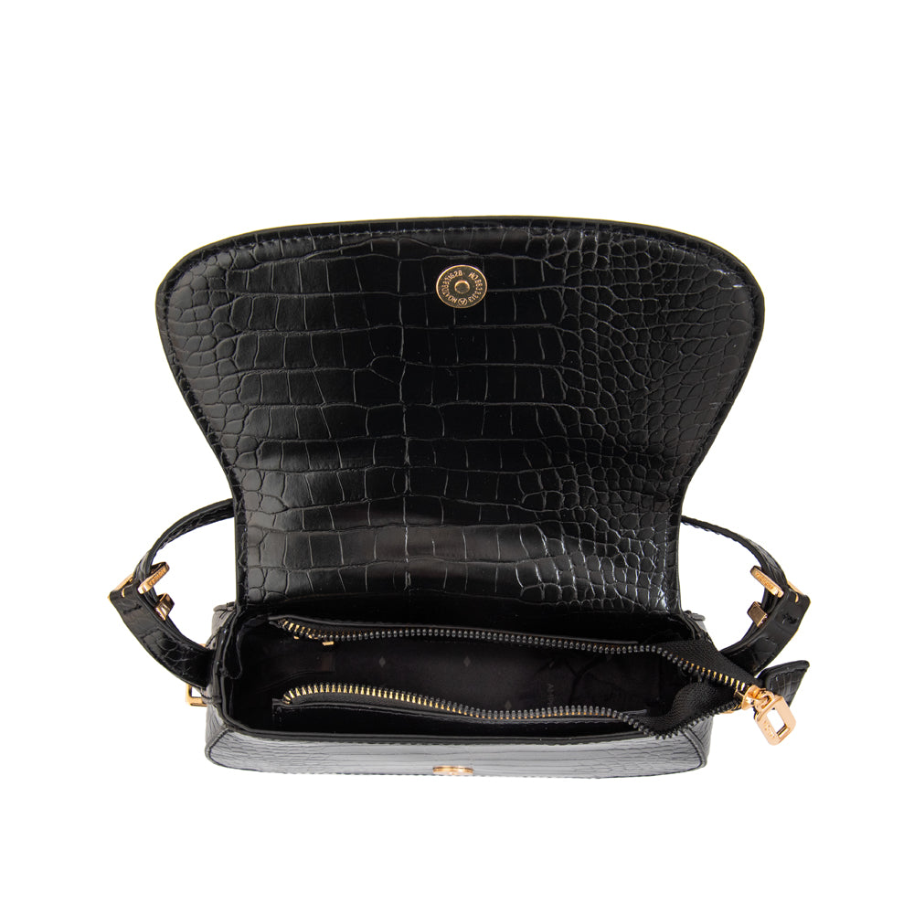 Crossbody Fanny Croco Negro