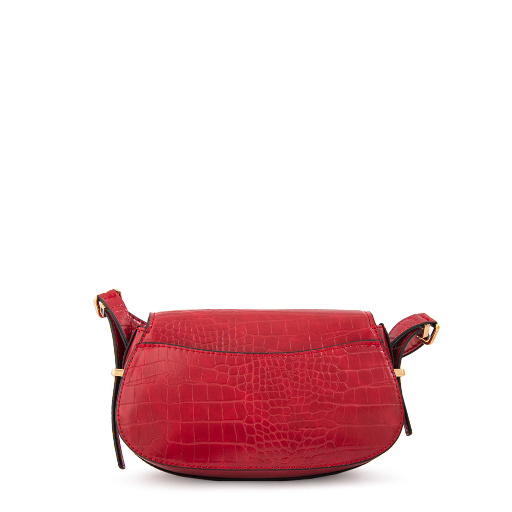 Crossbody Fanny Croco Rojo Oscuro
