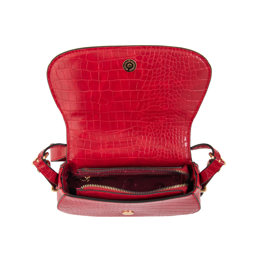 Crossbody Fanny Croco Rojo Oscuro