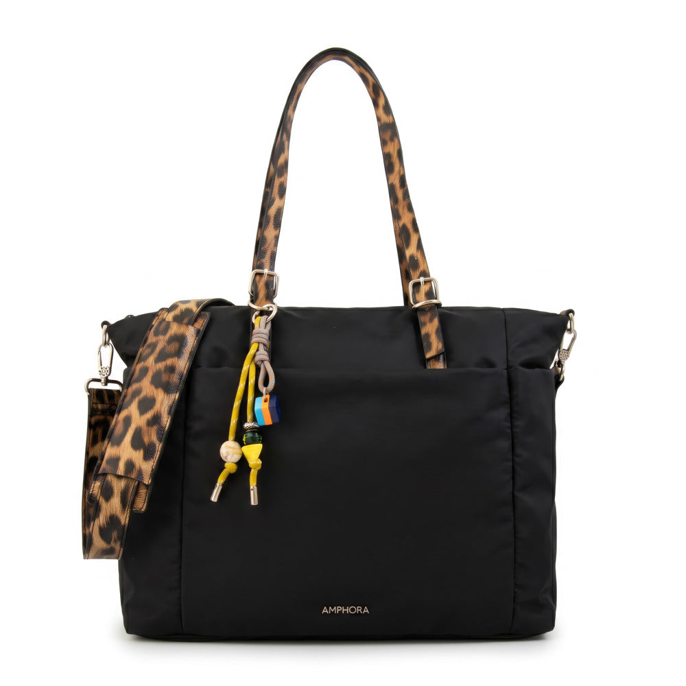 Cartera Dos Asas Portalaptop Lily Nylon Negro