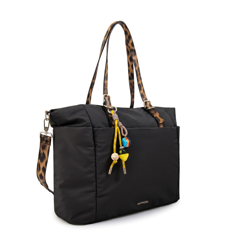 Cartera Dos Asas Portalaptop Lily Nylon Negro