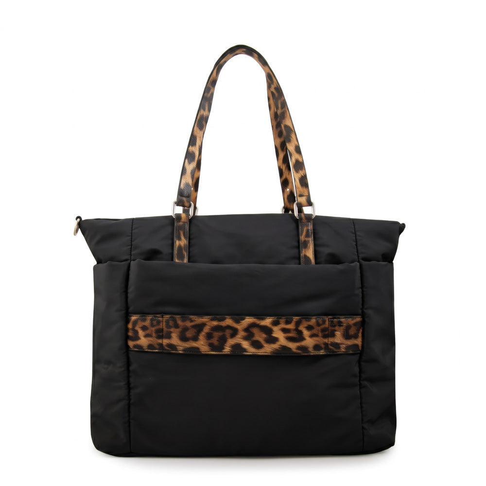 Cartera Dos Asas Portalaptop Lily Nylon Negro