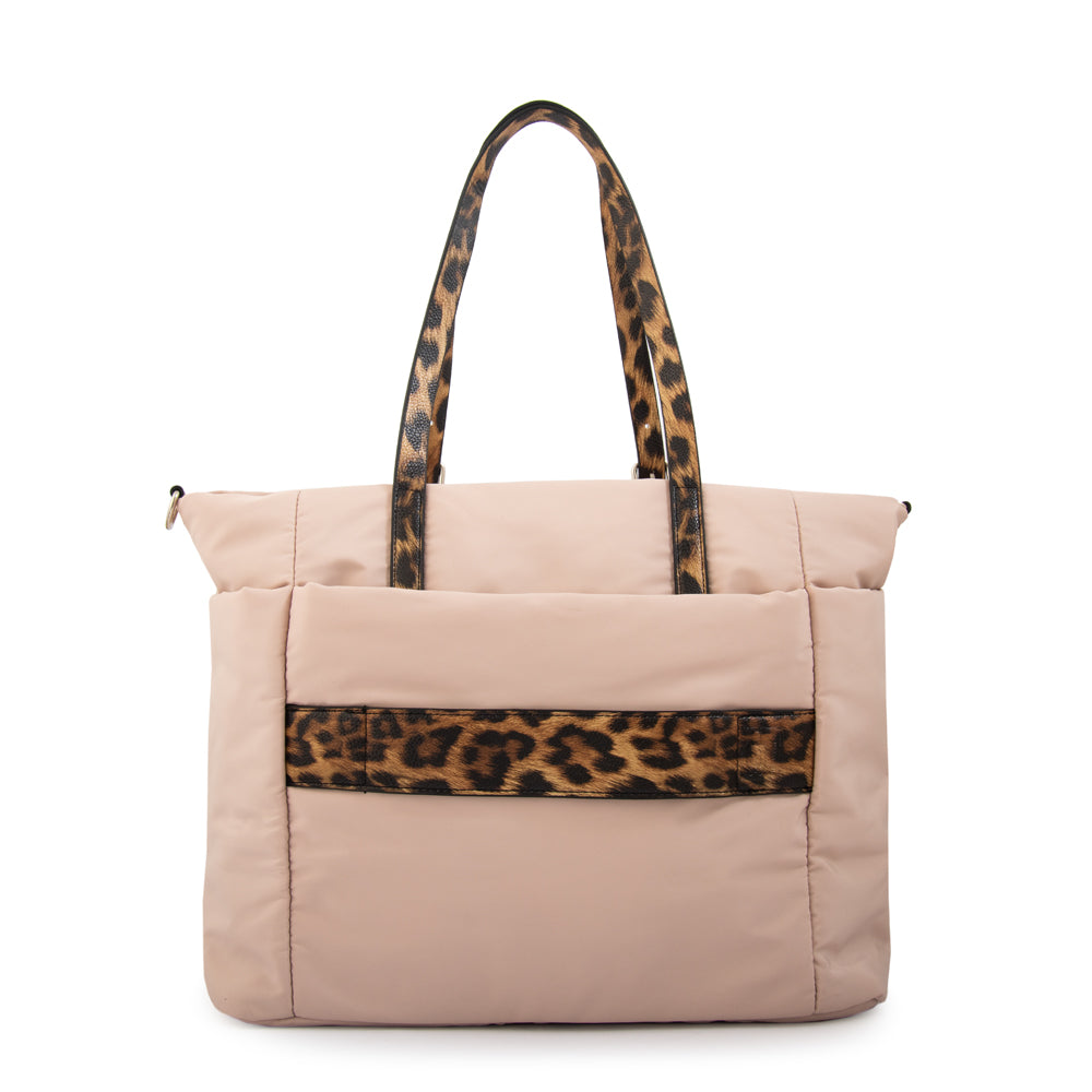 Cartera Dos Asas Portalaptop Lily Nylon Beige