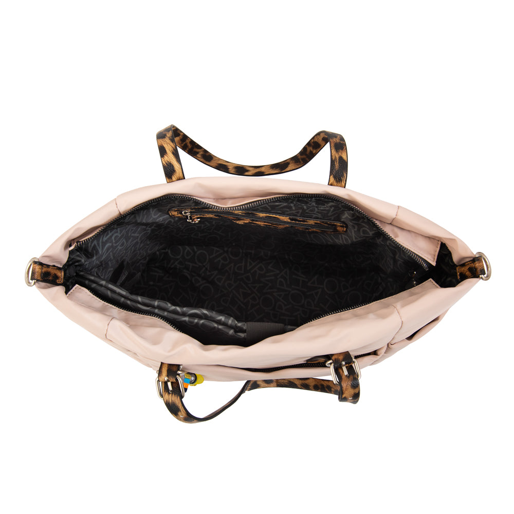 Cartera Dos Asas Portalaptop Lily Nylon Beige