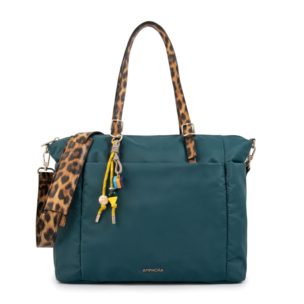 Cartera Dos Asas Portalaptop Lily Nylon Petroleo