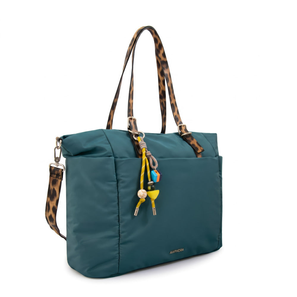 Cartera Dos Asas Portalaptop Lily Nylon Petroleo