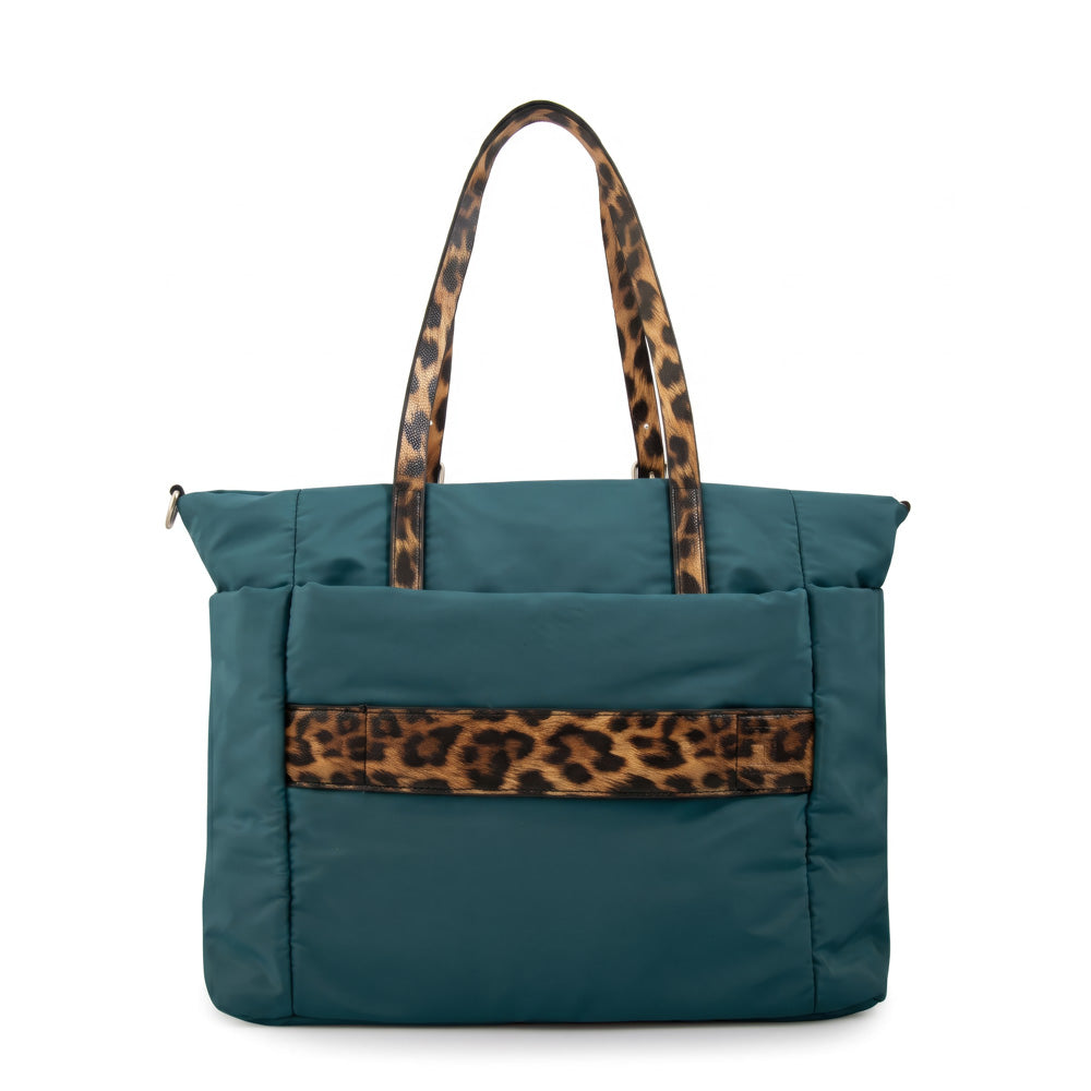 Cartera Dos Asas Portalaptop Lily Nylon Petroleo