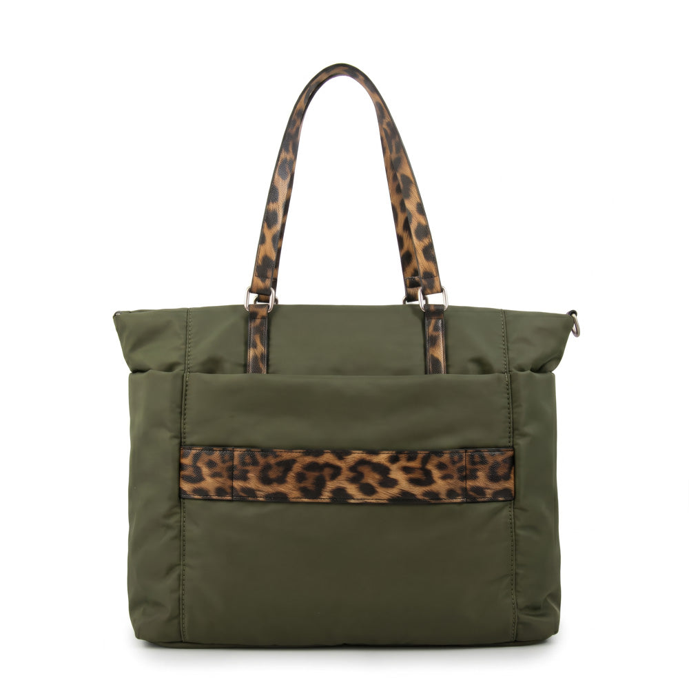 Cartera Dos Asas Portalaptop Lily Nylon Verde Oliva