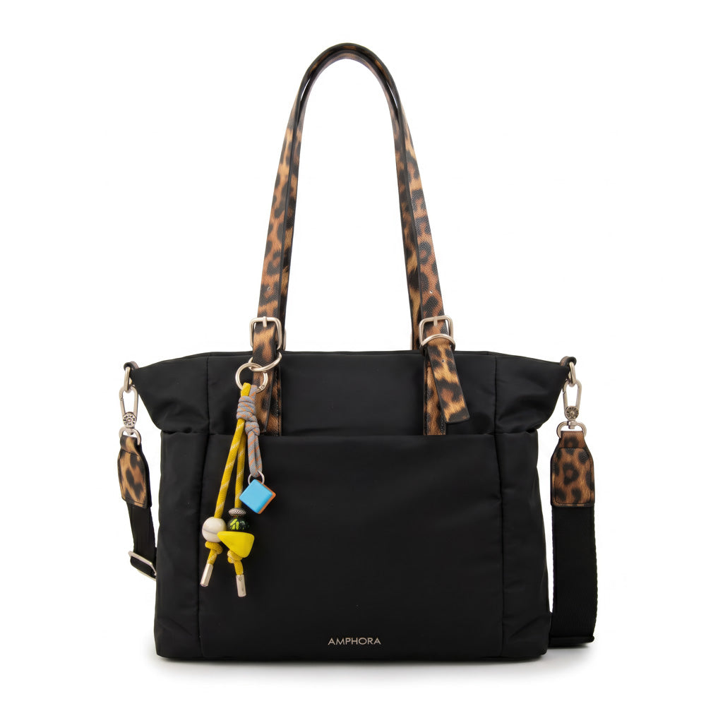 Cartera Dos Asas Lily Nylon Negro