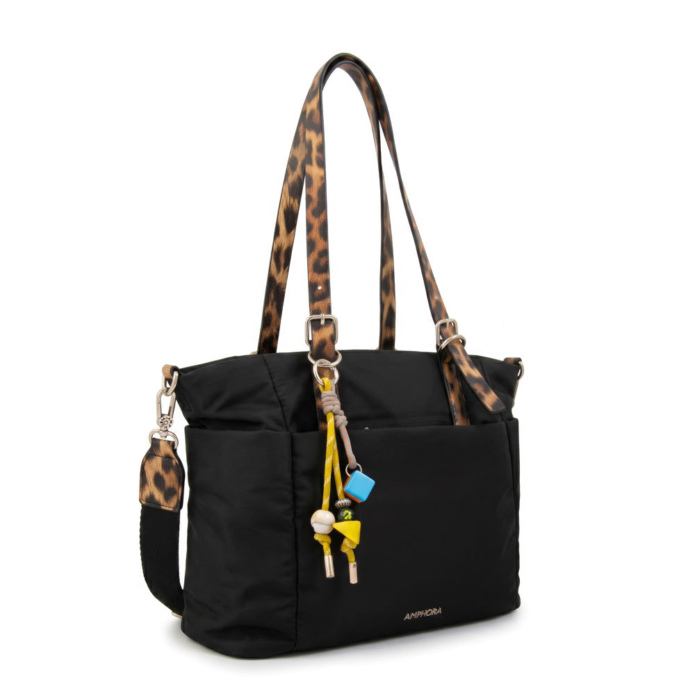 Cartera Dos Asas Lily Nylon Negro