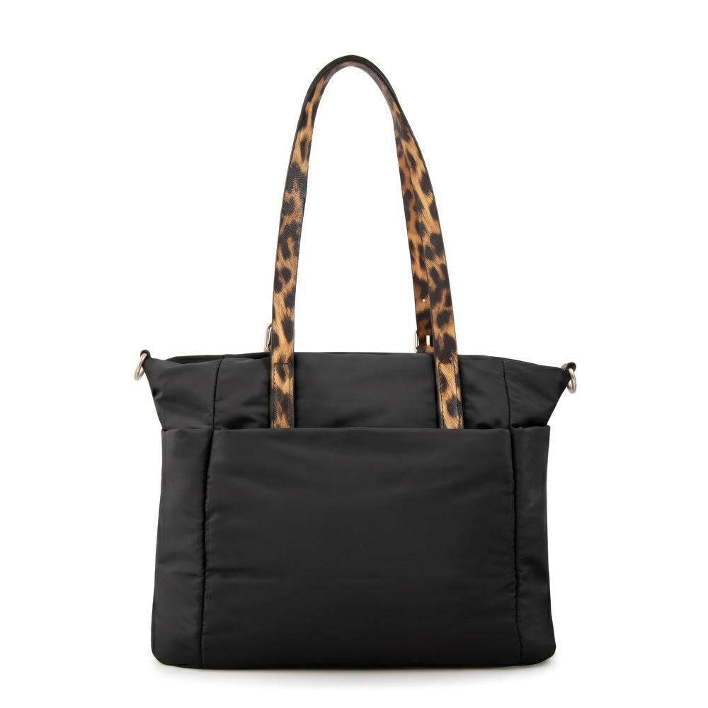 Cartera Dos Asas Lily Nylon Negro