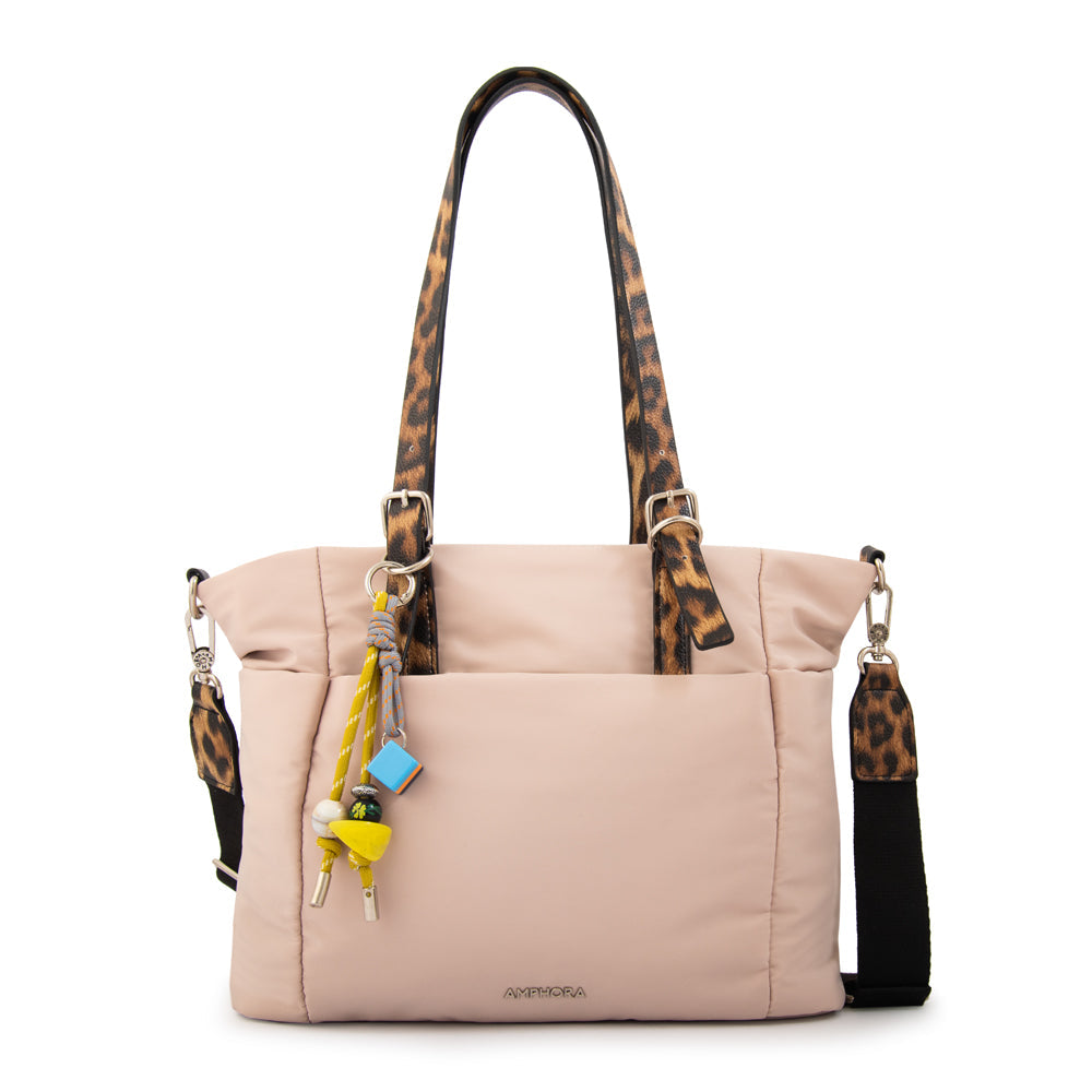 Cartera Dos Asas Lily Nylon Beige