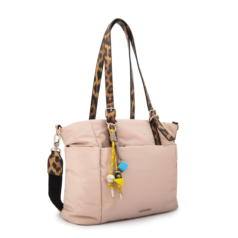 Cartera Dos Asas Lily Nylon Beige